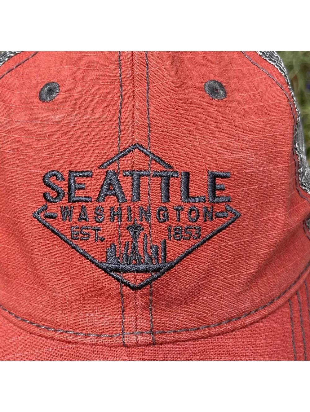 Seattle Washington Orange Gray Ripped Top Mesh Snapback Baseball Cap